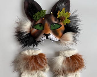 Maschera Gatto Fai Da Te Da Dipingere – Kit Therian Con Baffi E Retine Per Occhi, Per Bambini E Adulti, Adatta A Mascherate E Cosplay - copertina