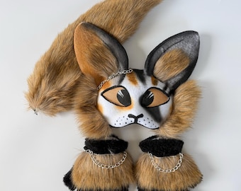 Handmade Therian Cat Mask | Realistic Brown White Design | Universal Size | Perfect Gift for Women's Day and Valentine's Day | Therian Gear