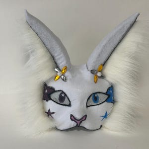 White Therian Mask | Handmade Gear | Realistic Cat Mask | Quadrobics Furry Mask | Daughter Birthday Gift Idea | Alterhuman Unique Mask