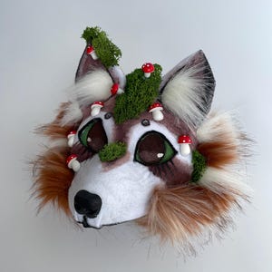 Rare Raccoon Therian Mask | Beautiful Handmade Mask with Forest Accessories | Stand Out Cosplay for Girls | TikTok Star by FursuitFrenzyUA