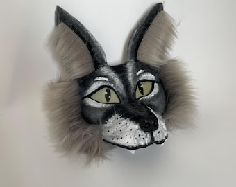 Maschera da lupo grigio / Maschera da teriano per cosplay di animali / Equipaggiamento da teriano / Maschera da quadrobica / Maschera morbida e soffice / Maschera da lupo realistica / Regalo per ragazzi teriani