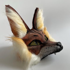 Handmade Realistic Therian Fox Mask | Full Head Animal Faux Fur Mask | Animal Cosplay Costume | Orange Brown Fox Mask | for Quad Runner Suit