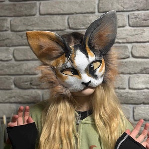 Realistic Therian Cat Mask | Handmade Cosplay Accessory | Universal Size Faux Fur Mask | High-Quality Mask for Therian Gear and Gifts