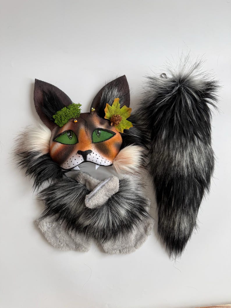 Forest Therian Mask
Tree Leaf Accessory
Forest Cat Mask Gift
Gift for Daughter
Brown White Gray col
teen birthday gifts
Pine Cone Accessory
Fluffy Cat Tail
TikTok Video Mask
Rare Therian Set
Animal cosplay
Christmas present
Therian Gear