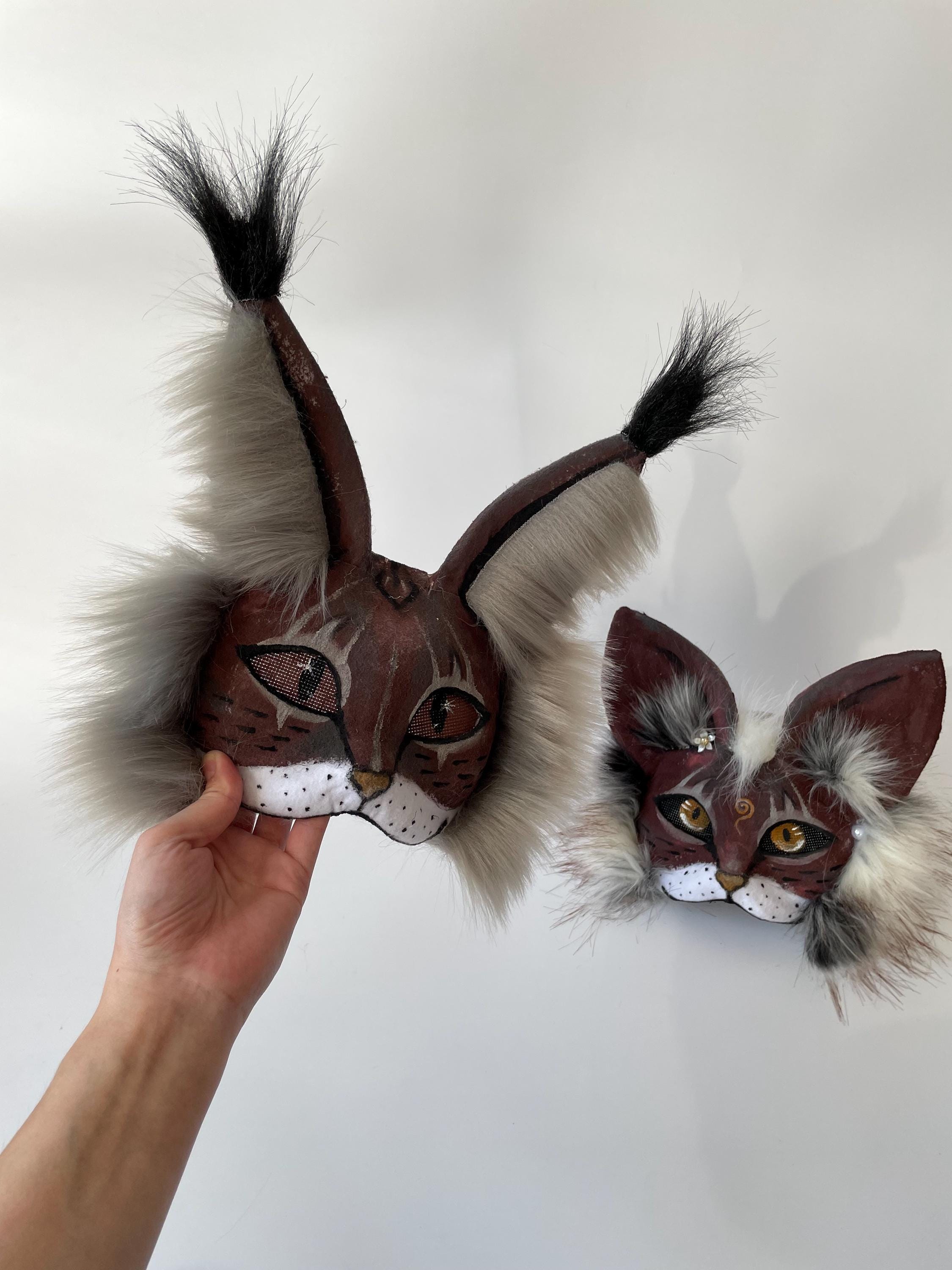 Mask Making HAOAN Therian Fox Cat Half Face Mask Faux Fur Animal ...
