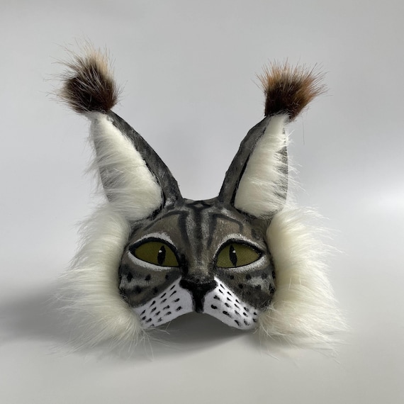 獣人猫マスク｜白とグレー｜仮面舞踏会やクワドロビクス用の手作り