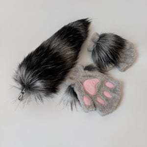 Forest Therian Cat Mask With Leaf And Pinecone | Handmade Woodland Animal Cosplay Mask And Fluffy Tail | TikTok Halloween Christmas Gift Tail + Paws