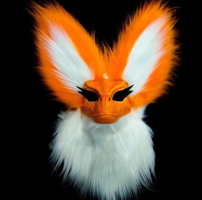 Premade Orange Raptor Fox Fursuit Head Dragoninspired Mask Faux Fur