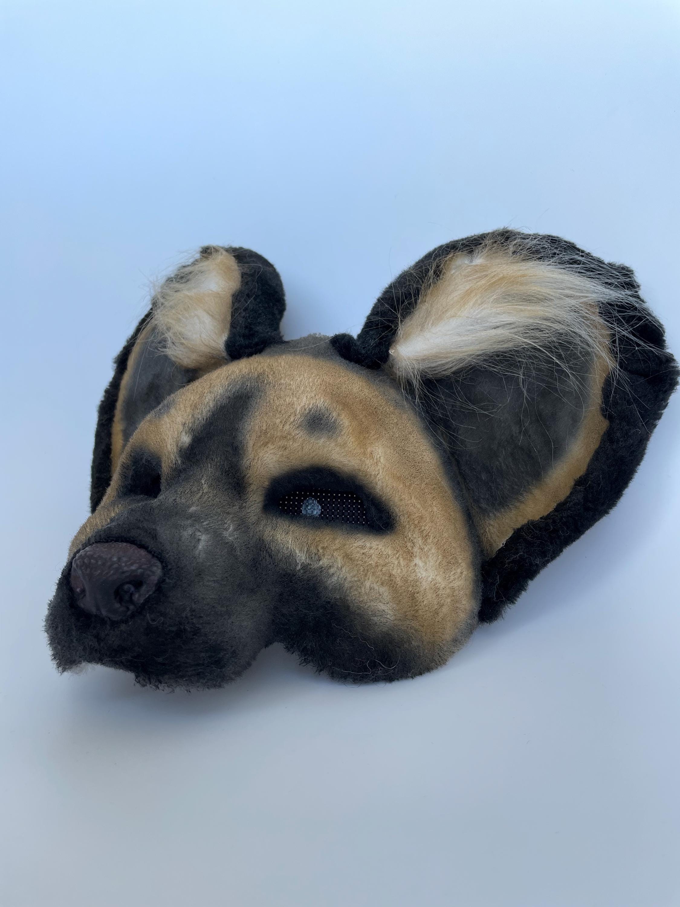 Therian Hyena Mask | African Wild Dog | Brown Black Design | Handmade Therian Gear | High Quality Masks | Realistic Hyena Set | Paws Tail