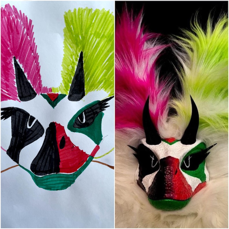 Custom Fursuit Mask | Made From Your Drawing | Personalized Raptor Dog ...