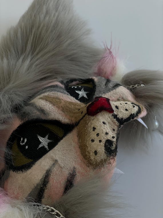 Animal Head Cat Fursuit Mask - Plush Cosplay Mask For Halloween, Parties & Costume Events