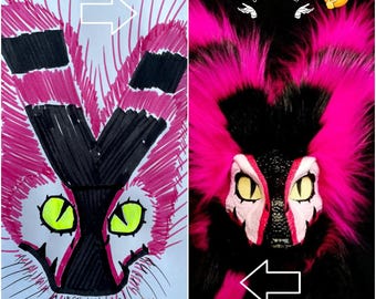 Máscara de disfraz personalizada / Máscara facial de dinosaurio y lobo / Disfraz de Halloween personalizado / Máscara de dinosaurio con cara de perro peluda / Idea de regalo para adolescentes