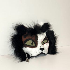 Therian Cat Mask for Fursuit | Handmade Warrior Cat Masquerade Gear | Premade Quadrobics Mask | Cat Costume Accessory | White Black Cat Mask