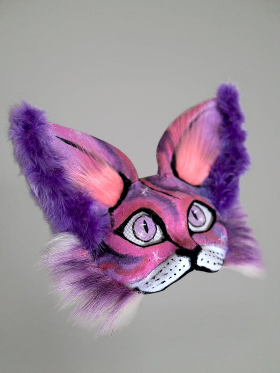 Pink Kitty Mask | Purple Therian Mask for Girl | Cat Cosplay | Quadrobics | Granddaughter Gifts | Universal Size | Handmade Purple Pink Mask