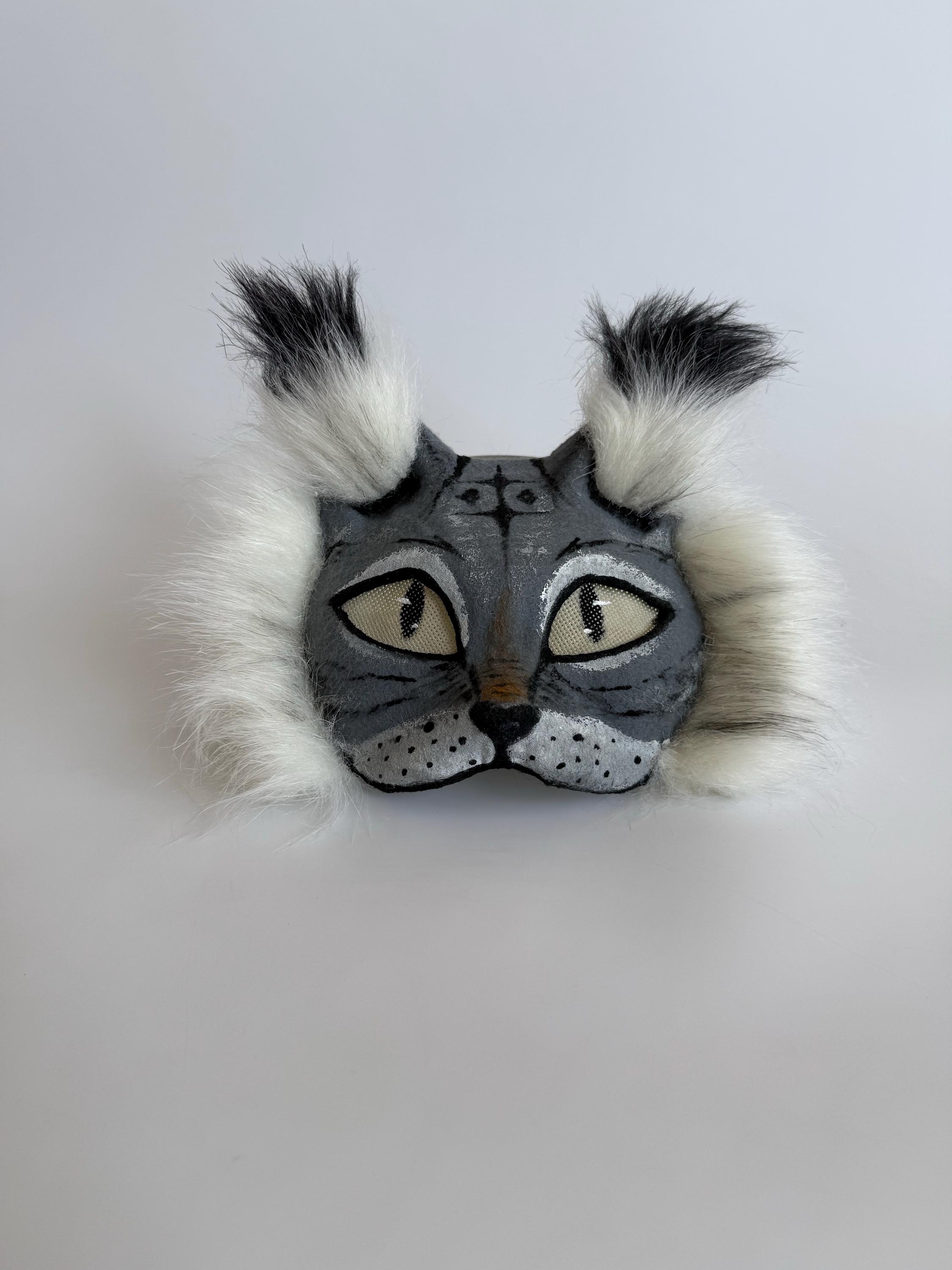 獣人猫マスク｜白とグレーの猫マスク、オルターヒューマンスタイル｜獣