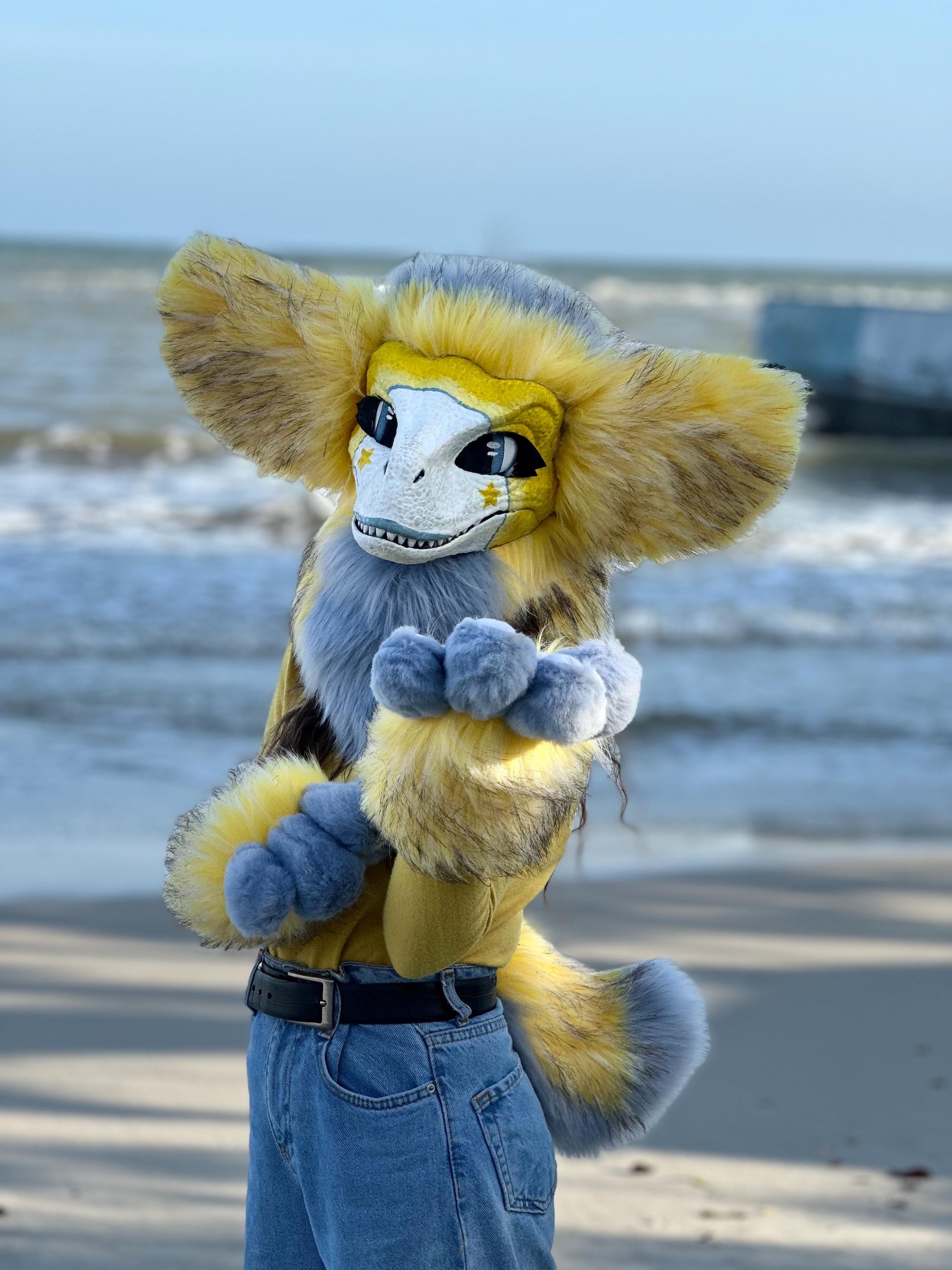 Yellow Blue Raptor Mask for Fursuit Head | Teen Halloween Gift | Dino ...