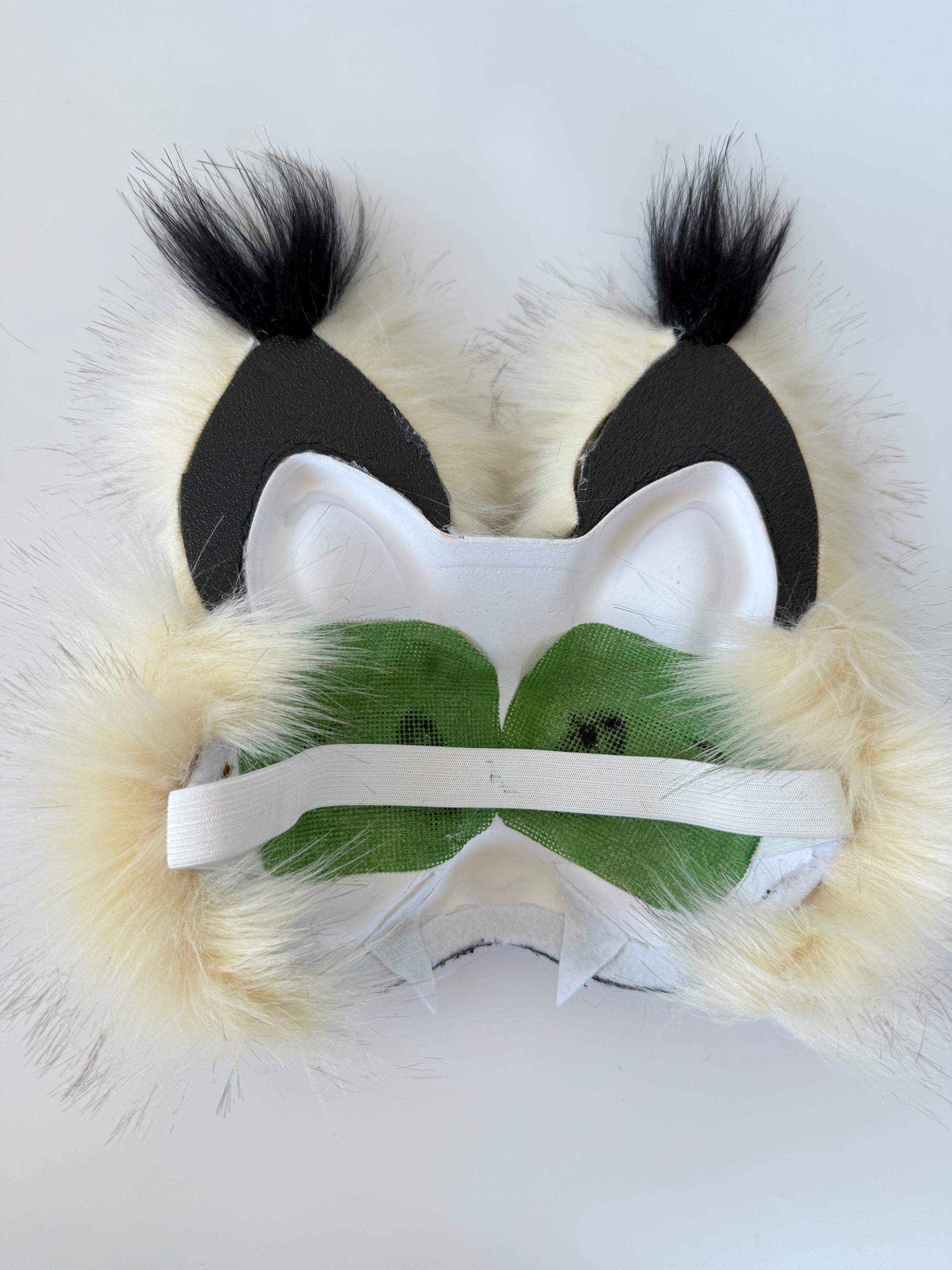 ベージュの獣人リンクスマスク｜ふわふわの尻尾付き｜高品質コスプレ