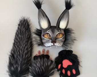 Therian Kattenmasker – Set Van 6 Witte Halfmaskers Om Te Beschilderen, Met Ogen Van Mesh En Bontbaard, Ideaal Voor Halloween En Carnaval