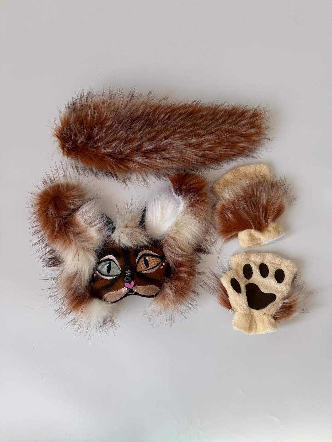 Lpitoy Kit Masque Chat + Queue + Pattes – Costume Therian, Cosplay, Mascarade Ou Halloween