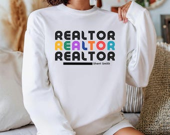 Personalized Realtor Sweatshirt: Retro Real Estate Agent Gift