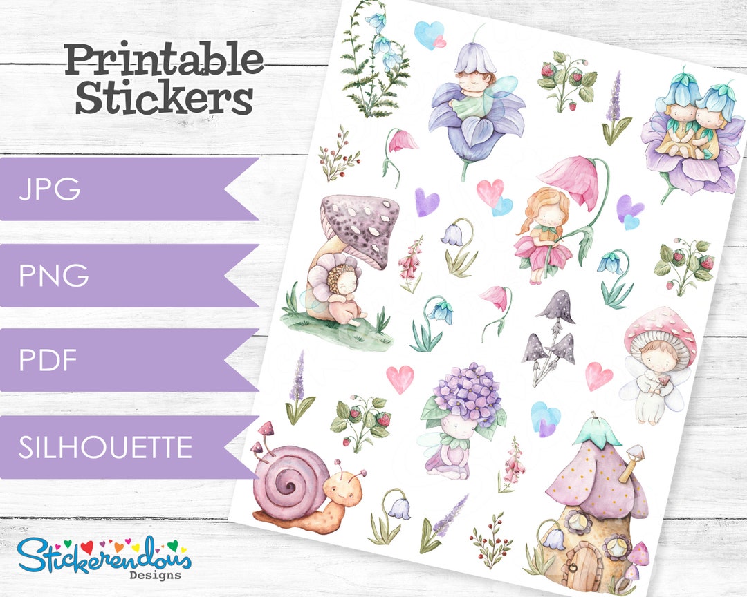 Garden Fairies Printable Watercolor Planner Decorative Stickers, Happy ...