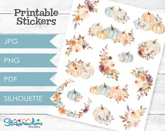 Autumn / Fall Farmhouse Pumpkins Printable Planner Decorative Stickers ...