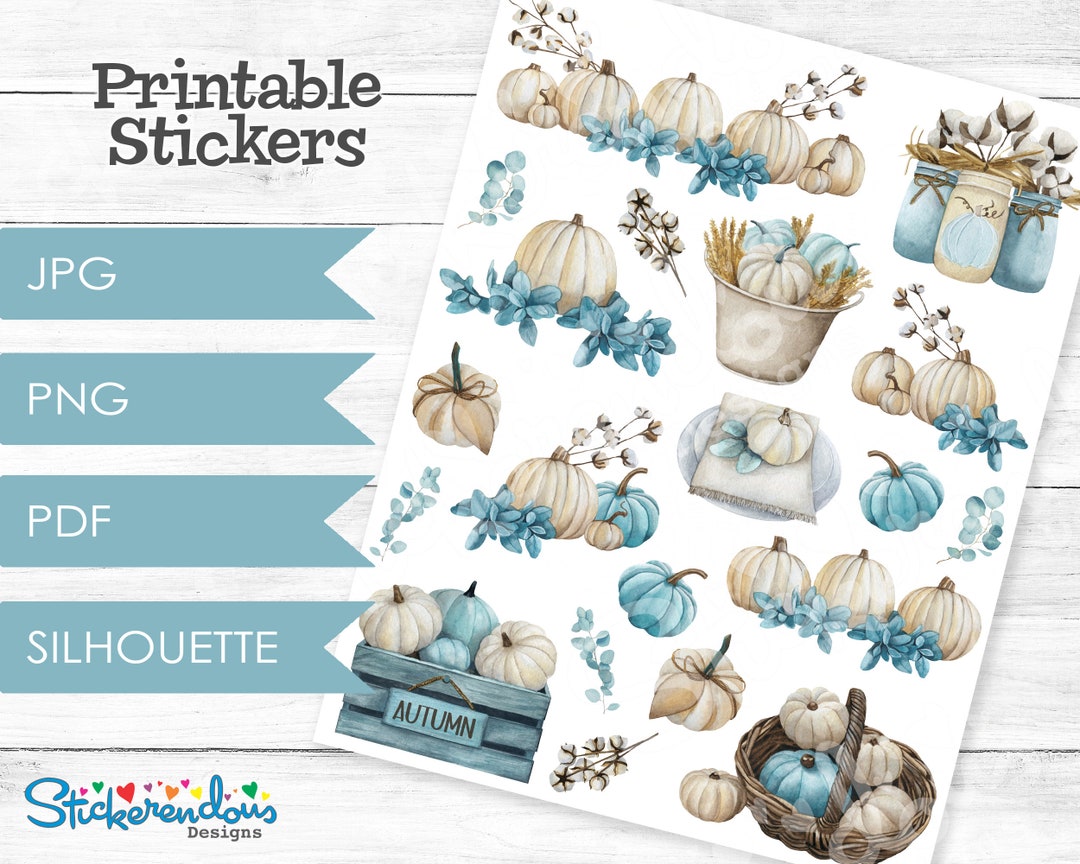 Autumn / Fall Farmhouse Pumpkins Printable Planner Decorative Stickers ...