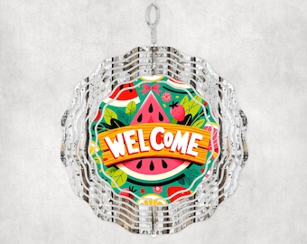Watermelon Welcome Wind Spinner png, Welcome Wind Spinner download, Outdoor Wind Spinner Sublimation, Garden Spinner png