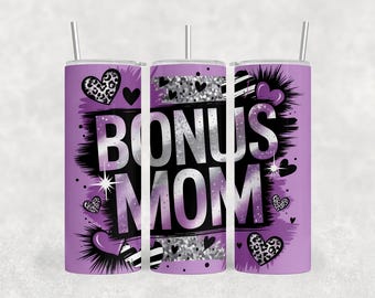 Envoltura de vaso Bonus Mom (PNG), envoltura de vaso con diseño de sublimación para el Día de la Madre (PNG), envoltura de vaso femenina (PNG)