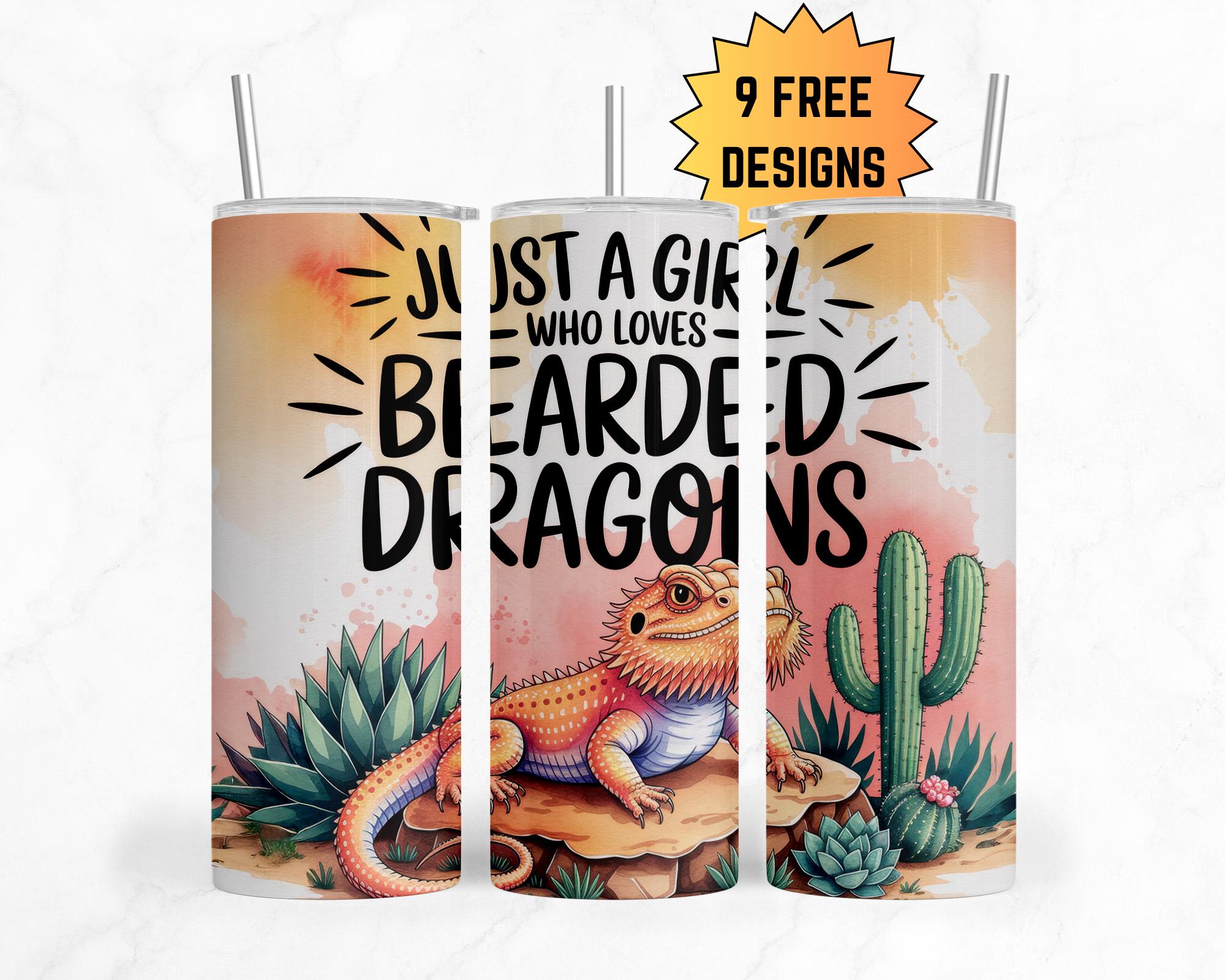 Just a Girl Who Loves Bearded Dragons Wrap, Bearded Dragon Tumbler Wrap,  20 oz Sublimation Tumbler Wrap PNG