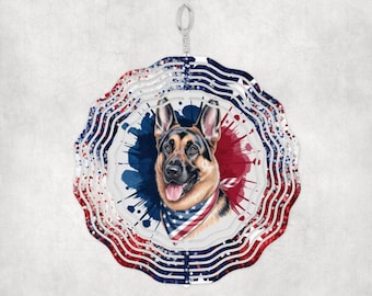German Shepard Wind Spinner Sublimation, Dog Wind Spinner png, Wind spinner download, Patriotic Pet wind spinner