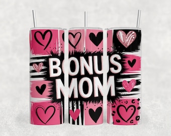 Envoltura de vaso Bonus Mom (PNG), envoltura de vaso con diseño de sublimación para el Día de la Madre (PNG), envoltura de vaso femenina (PNG)