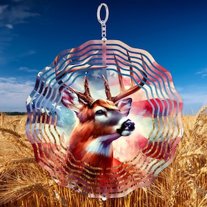 Patriotischer Hirsch Windspiel PNG - Sublimationsdesign mit amerikanischer Flagge - Rustikales Außendekor - Jagdkabinengeschenk - Kunstdatei zum 4. Juli