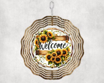 Girasol, bienvenido, molinete de viento, descarga de molinete de viento, sublimación de molinete de viento para exteriores, molinete de jardín, png