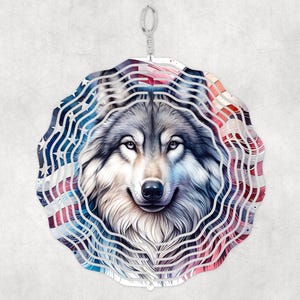 Wolf Patriotic Wind Spinner Png, Sublimation Wind Spinner, Outdoor Wind Spinner