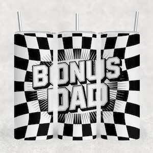 Bonus Dad Tumbler wrap png, Racing Flag Dad Tumbler Wrap, Father&#39;s Day Tumbler Wrap png, Gift for Bonus Dad png