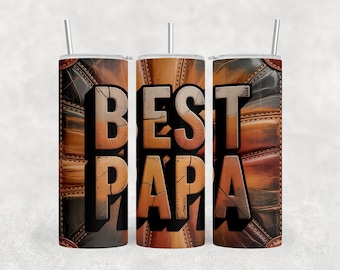 Best Papa Tumbler wrap, Papa Leather Tumbler Wrap, Father's Day Tumbler Wrap png, Gift for Papa png