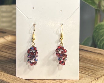 Ruby red bead dangles