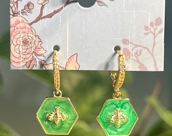Pendentifs abeille vert jade