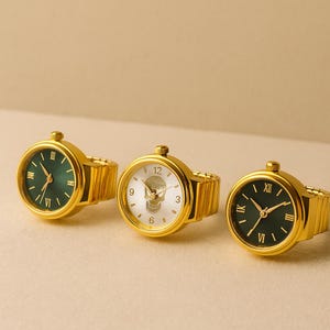 Gold Watch Ring – Adjustable Gold-Plated Ring Watch with Unique Face Design | Statement Jewelry