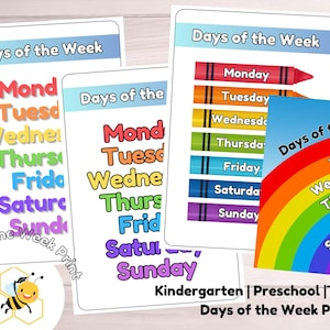 Recurso de aprendizaje para el aula con impresión digital de los días de la semana Actividad de aprendizaje para niños pequeños Montessori para jardín de infantes