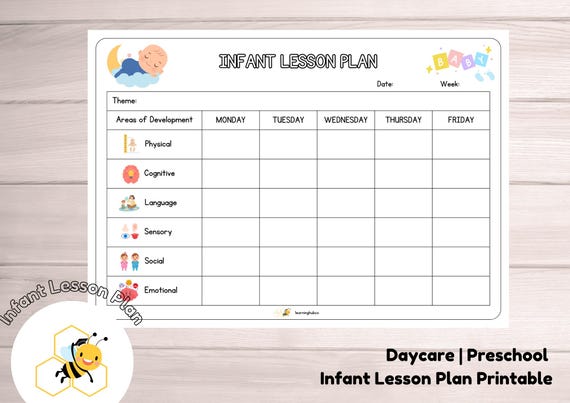 Collection of colorful daycare lesson plan templates with various formats and sections for different age groups