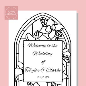 Stained Glass Window Sign Template | Printable PNG & PDF | Wedding Signage, Event Decor, DIY Digital Download | Transparent Design