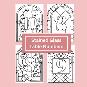 Numéros de table en vitrail : 1-26 enseignes événementielles dans 4 styles uniques | Décoration de mariage imprimable | Boho, gothique, PDF inspiré d'une église