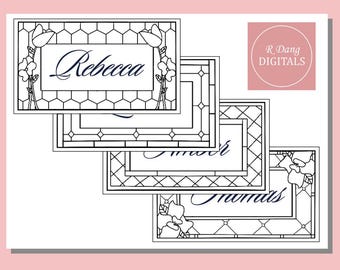 Stained Glass Place Card Template PDF – Printable Wedding Name Cards – DIY Event Seating Cards – Digital Download Table Name Tags