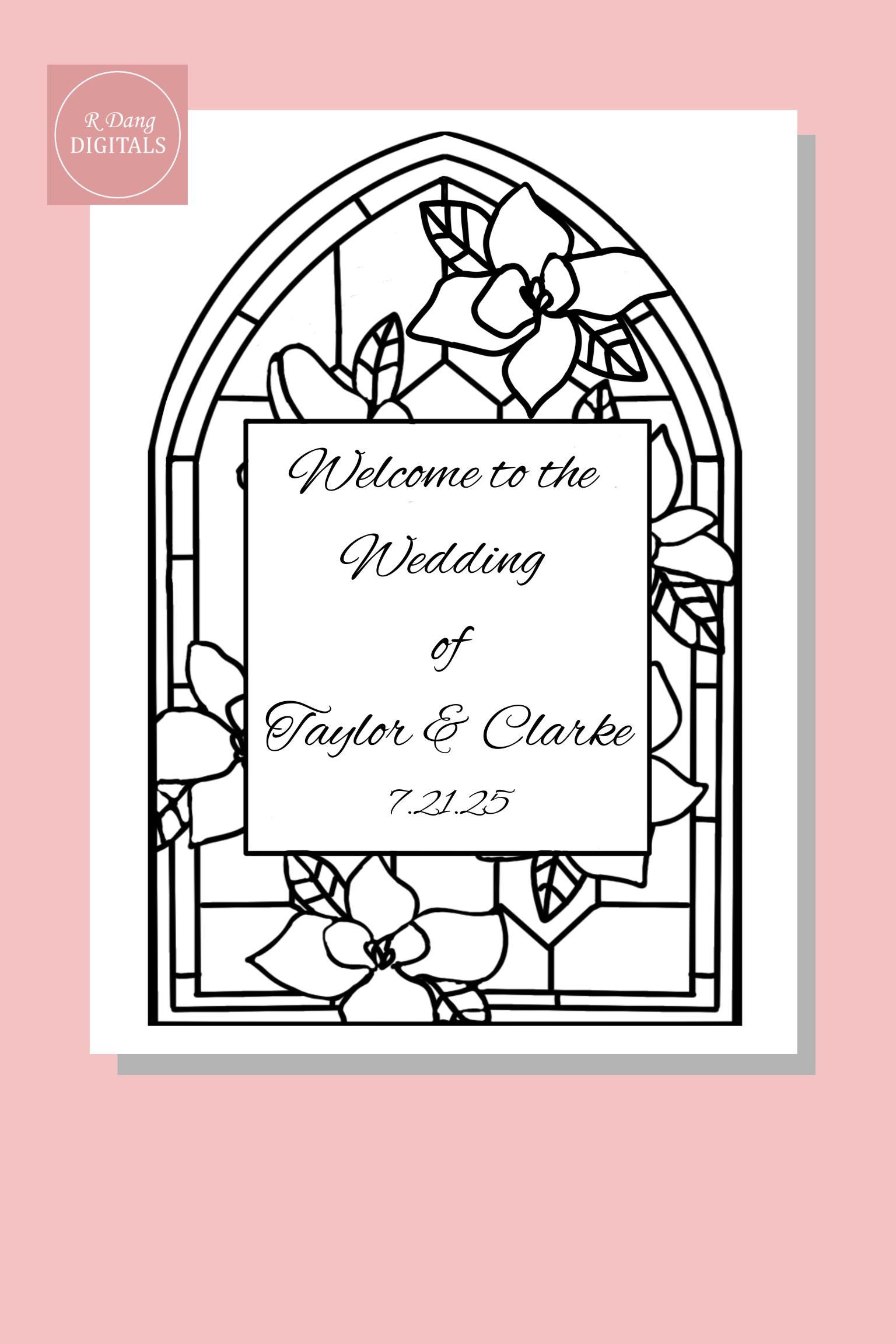 Stained Glass Window Sign Template | Printable PNG & PDF | Wedding ...