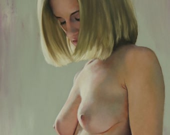 Sublime - 40x16" original oil figurative nude portrait figure painting by Kimberly Dow