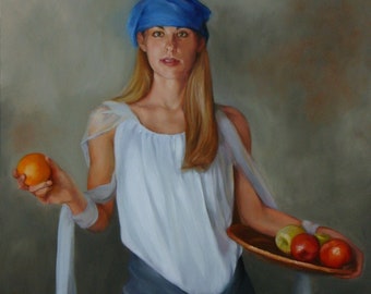 15x20 Print of oil painting narrative figurative portrait female 'Eve's Alternative'