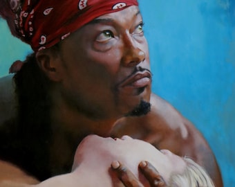Redemption original oil classical portrait narrative figurative painting by Kimberly Dow