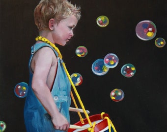Beat Keeper - 10x8" original oil figurative child figure painting by Kimberly Dow